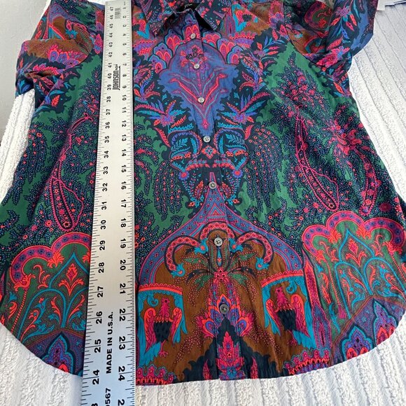 J.Crew Womens Paisley Button-Up Shirt 12 Multicolor Cotton Puff Sleeve Blouse - Picture 7 of 7